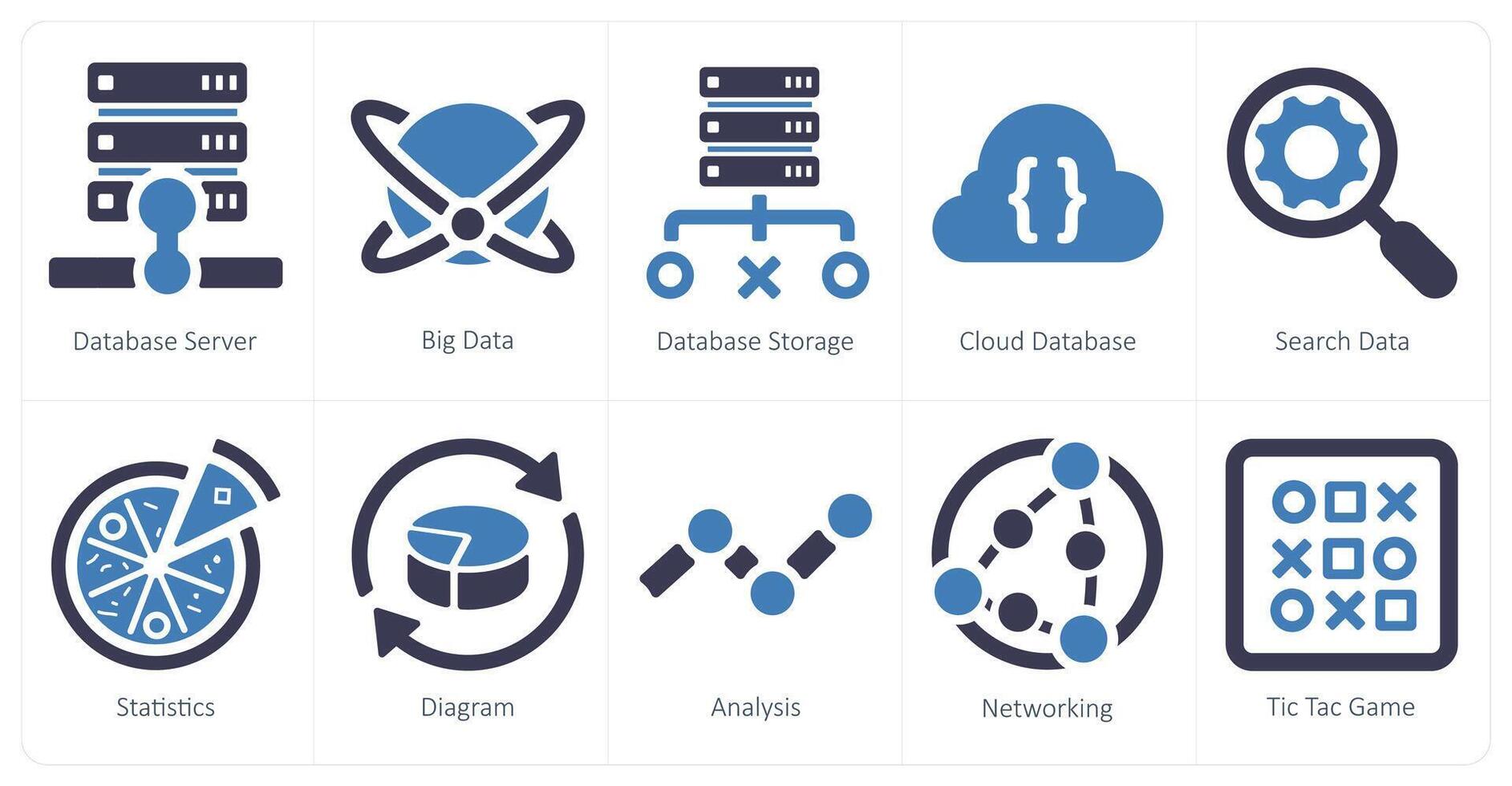 A set of 10 web marketing icons as database server, big data, database storage vector