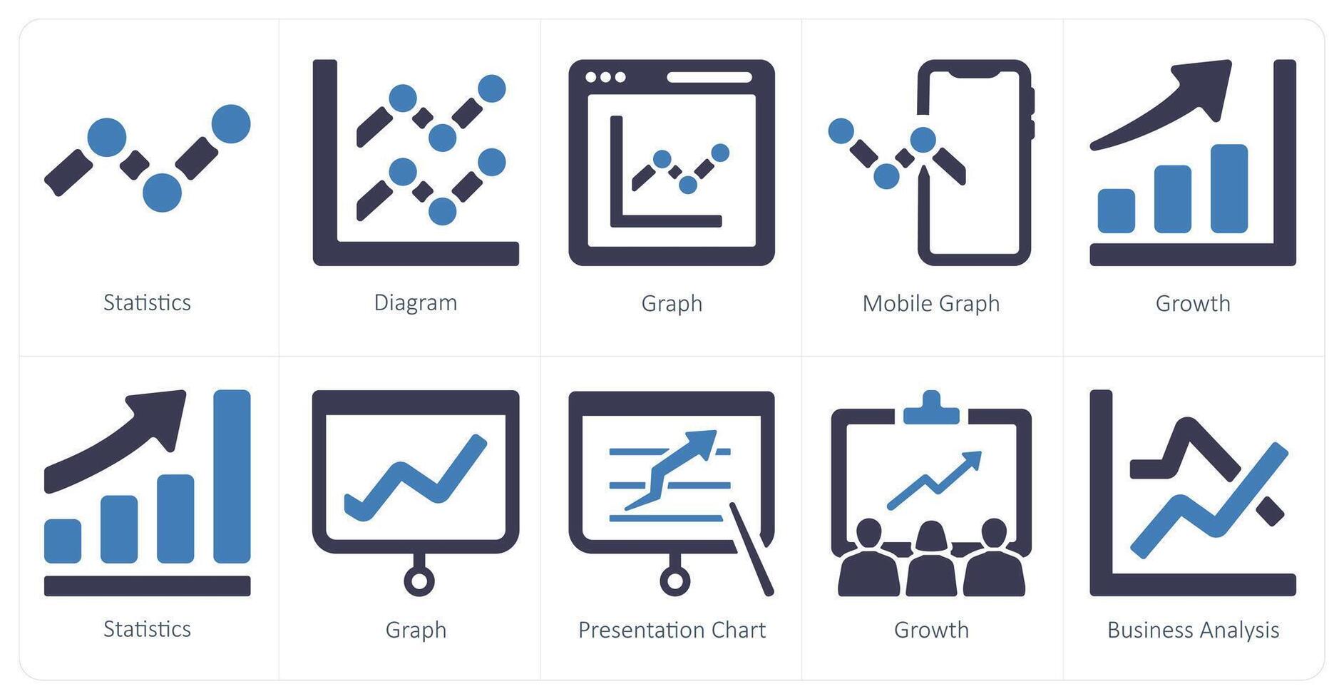 A set of 10 web marketing icons as statistics, diagram, graph vector