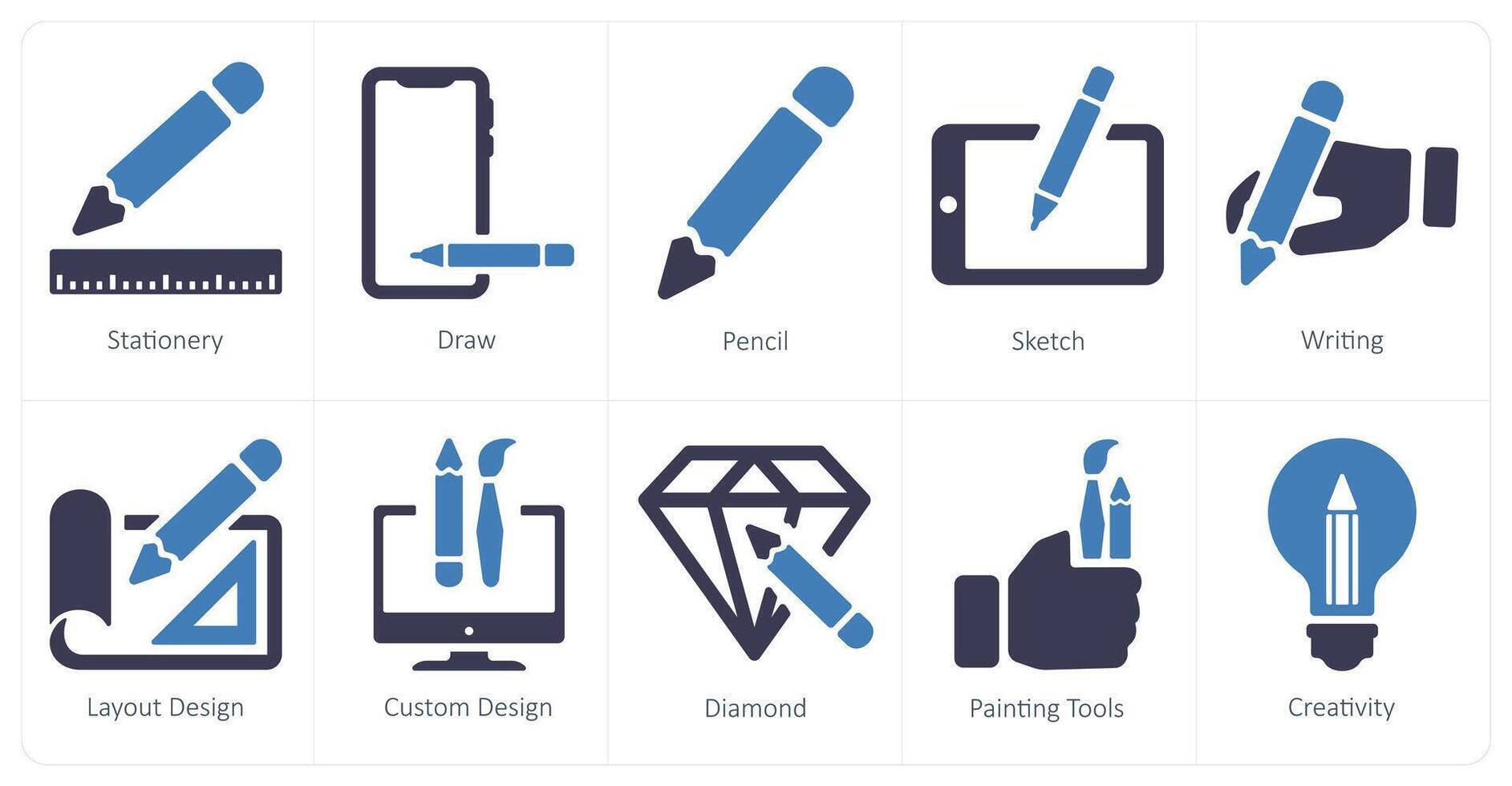 A set of 10 web marketing icons as stationery, draw, pencil vector