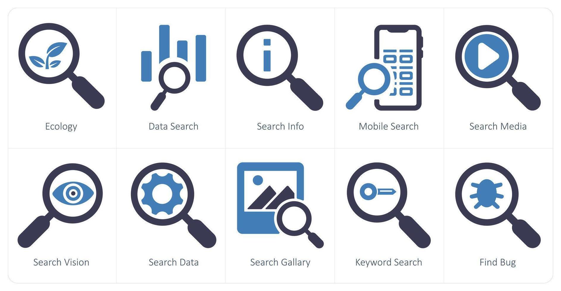 A set of 10 web marketing icons as ecology, data search, search info vector