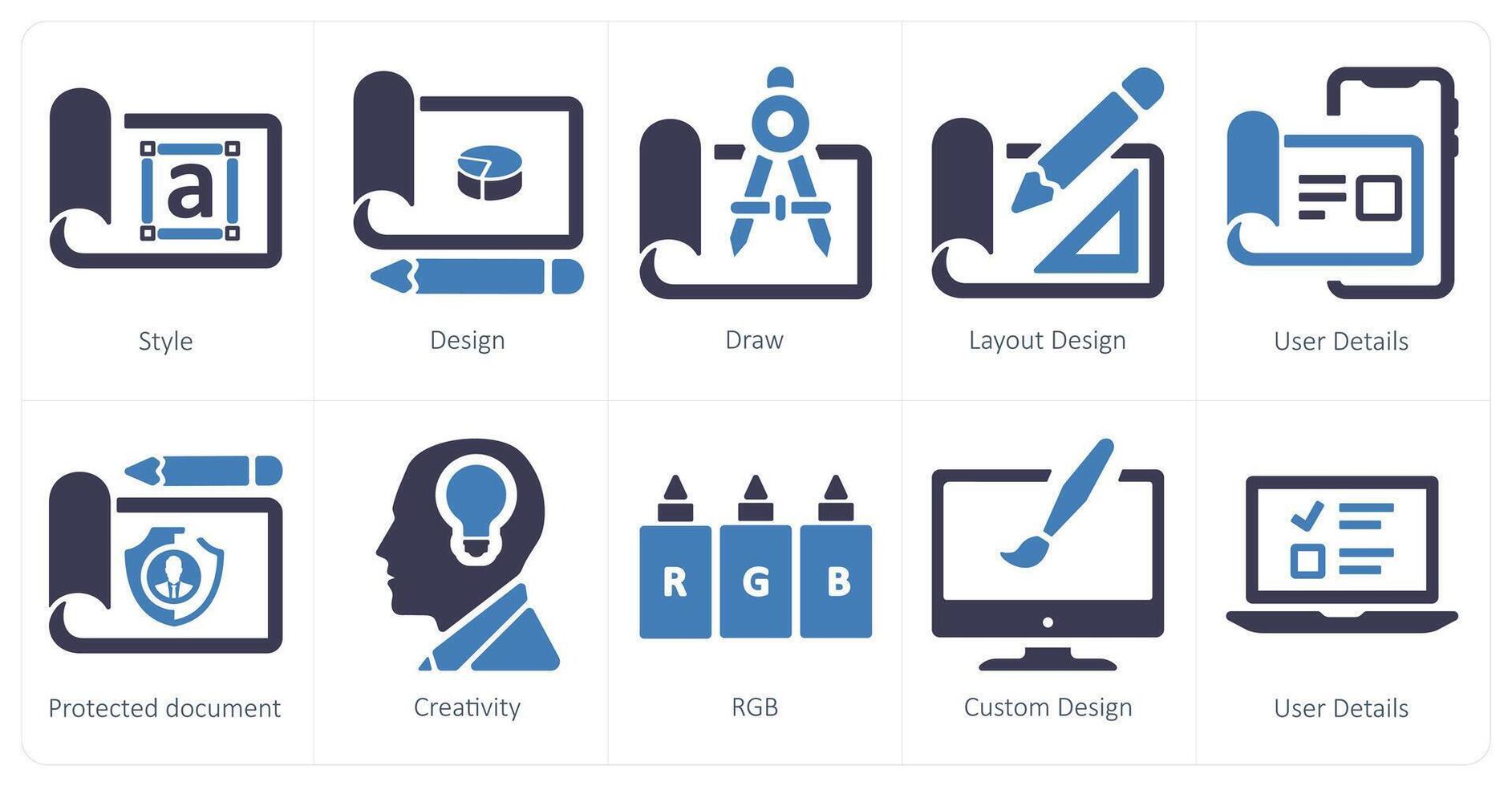 A set of 10 web marketing icons as style, design, draw vector