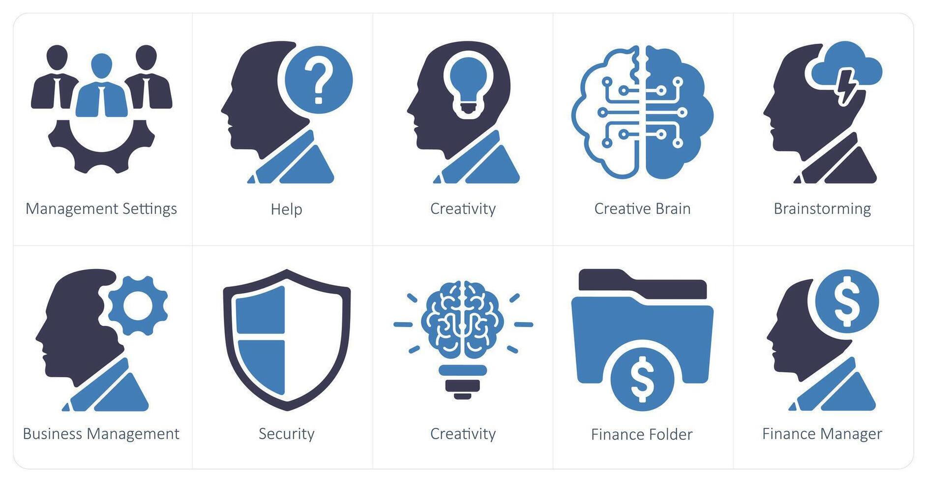 A set of 10 web marketing icons as management settings, help, creativity vector