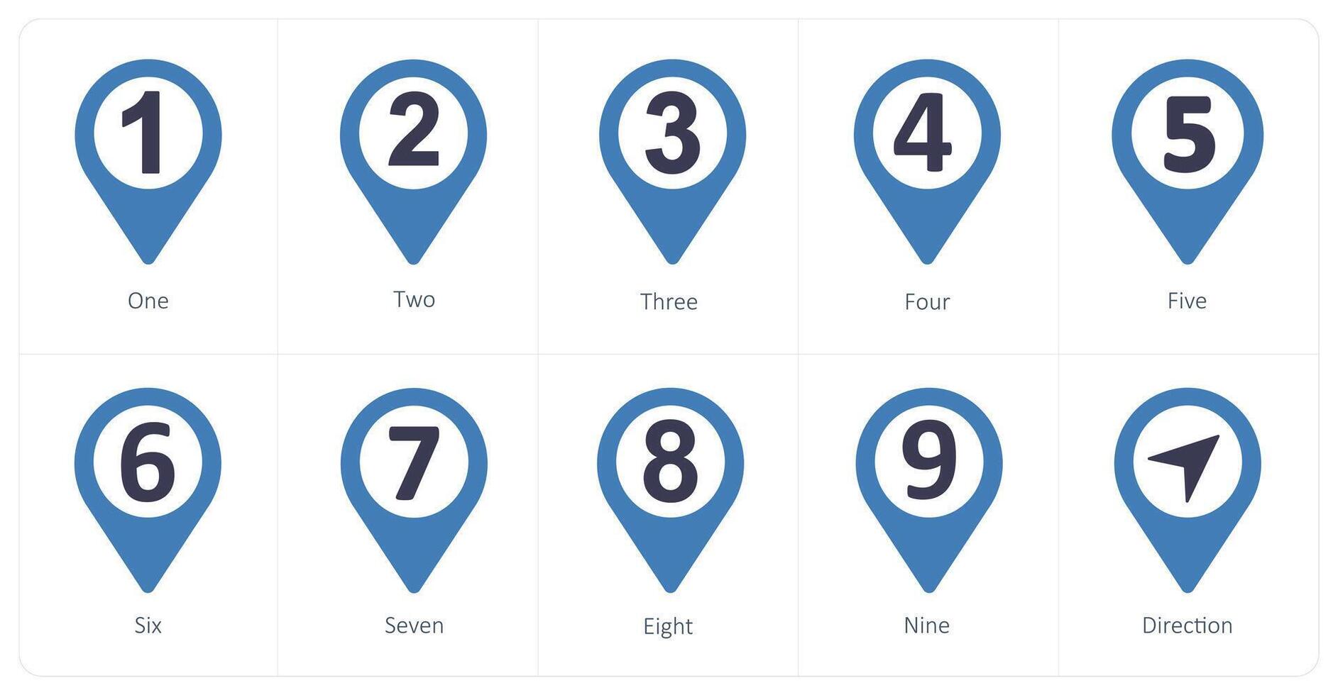 A set of 10 Location Pointer icons as one, two, three vector