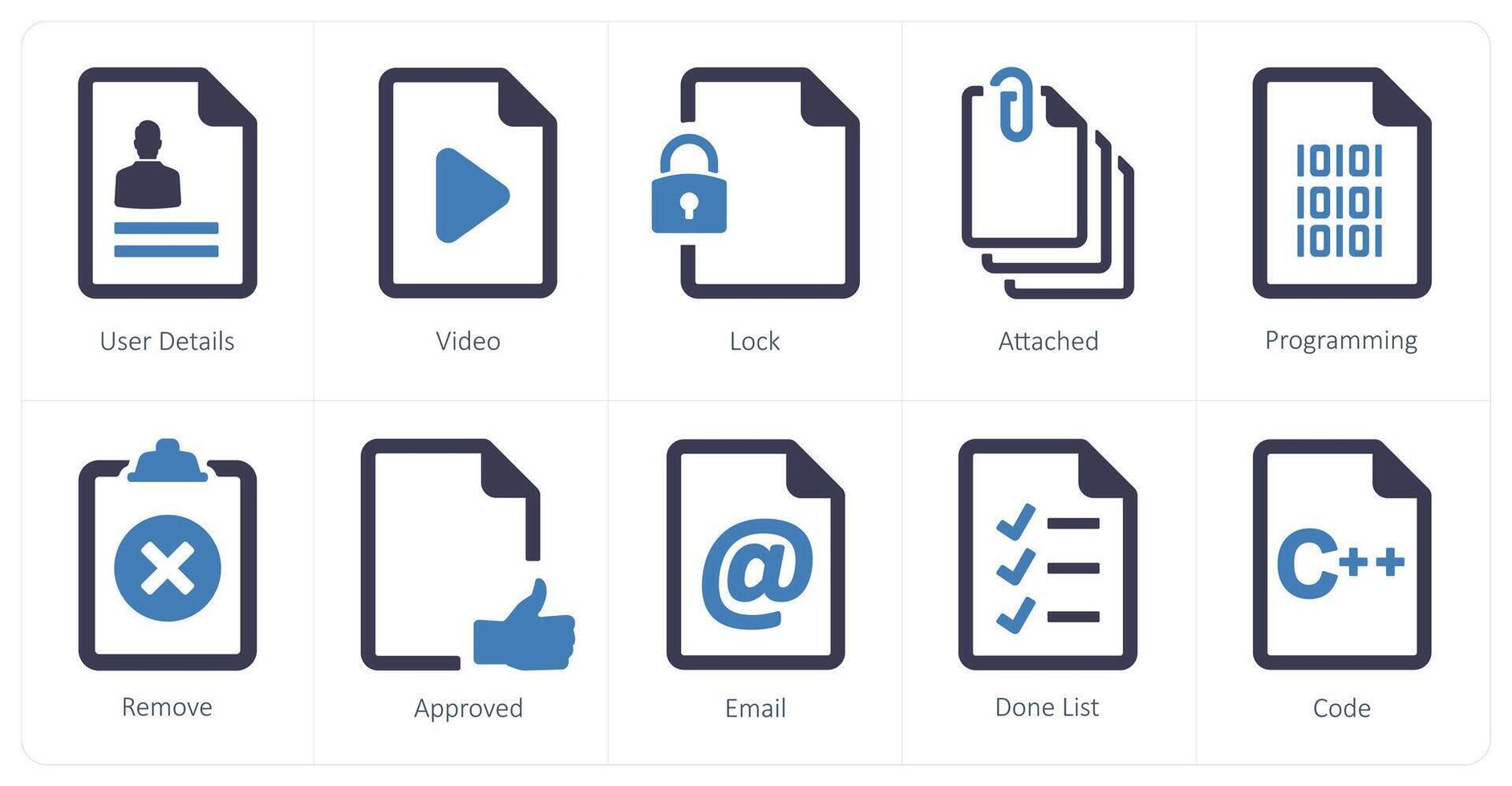 A set of 10 File icons as download, upload, file download vector