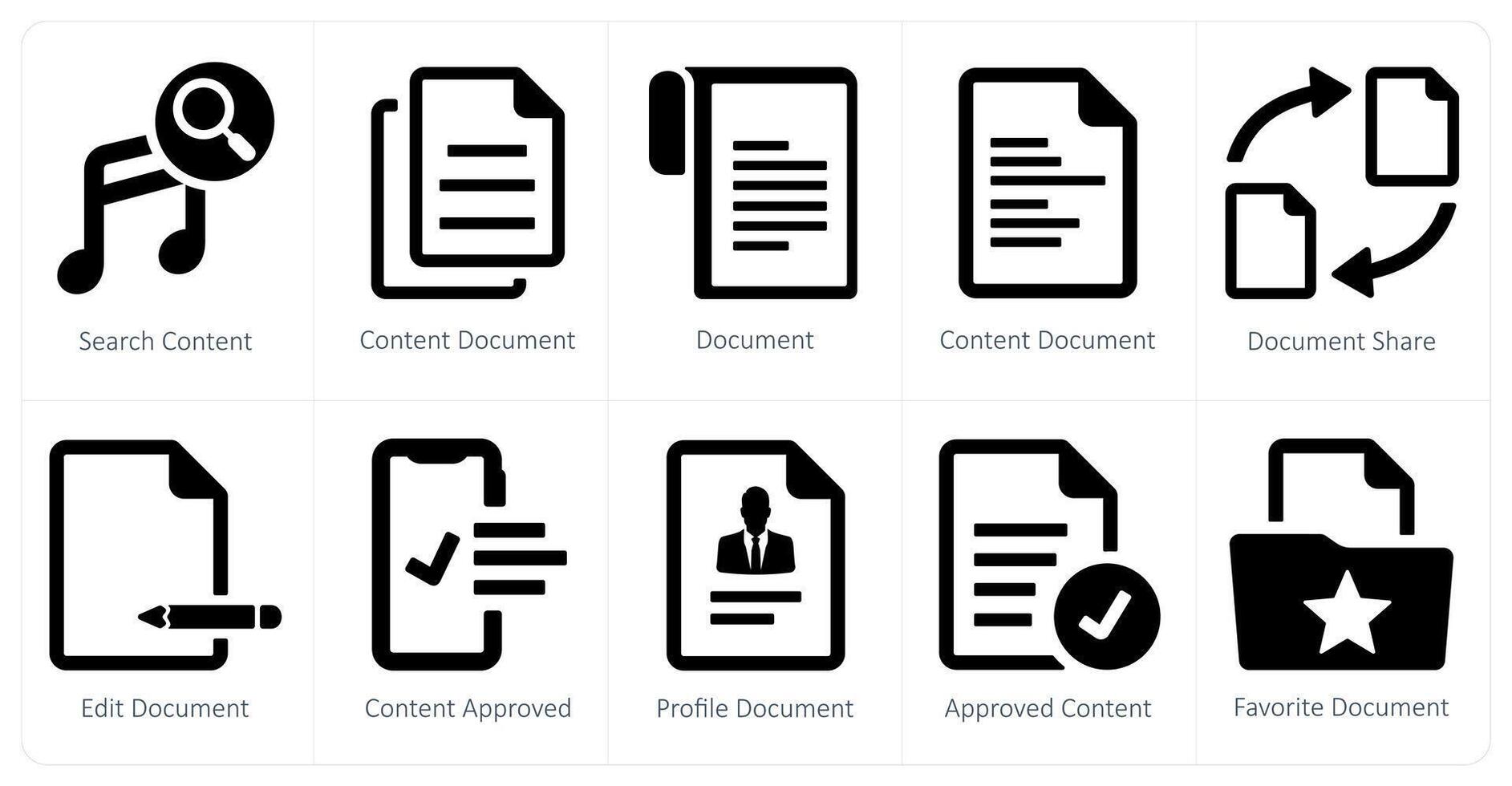 A set of 10 web marketing icons as search content, content document, document vector