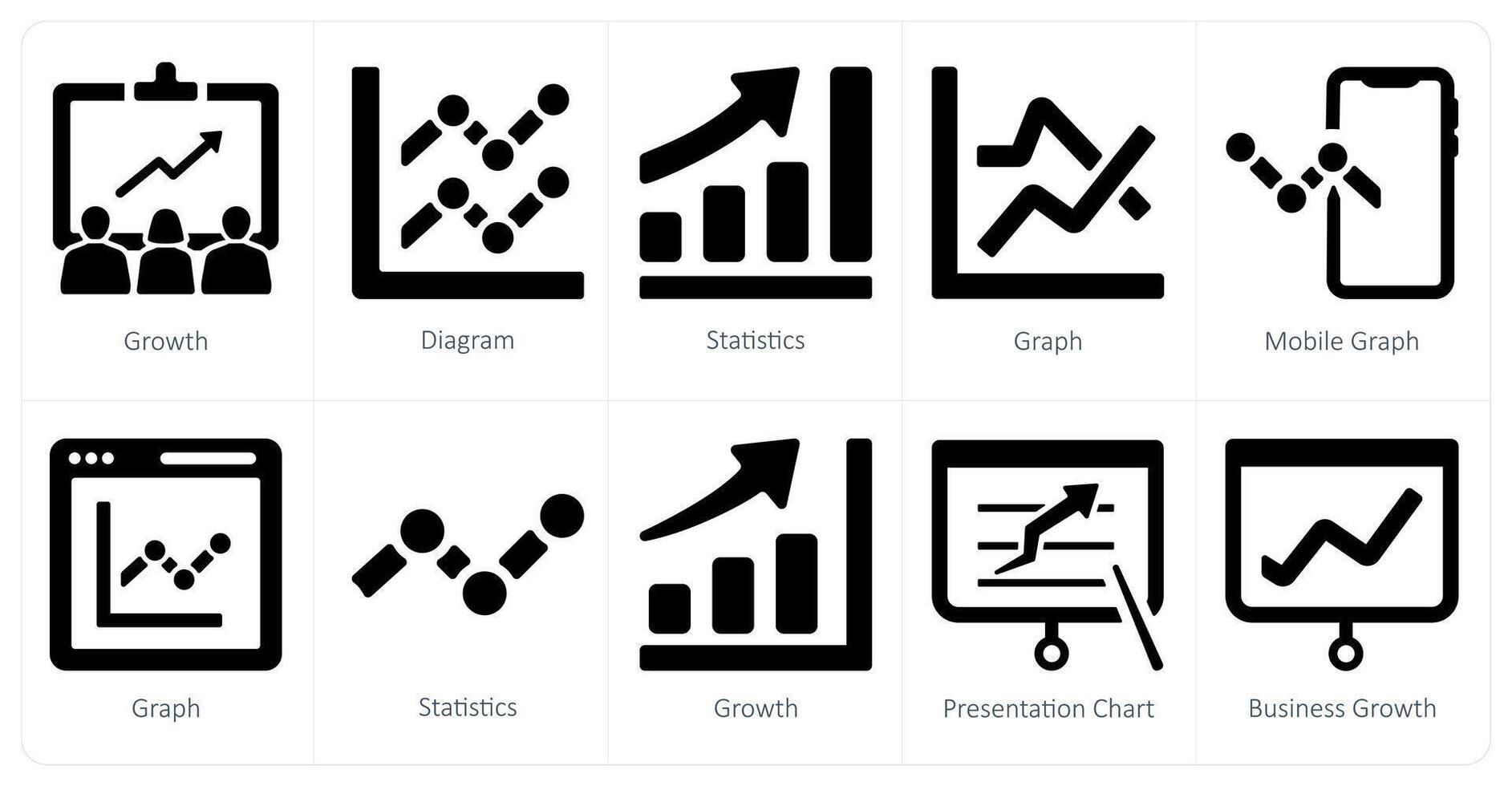 A set of 10 web marketing icons as growth, diagram, statistics vector