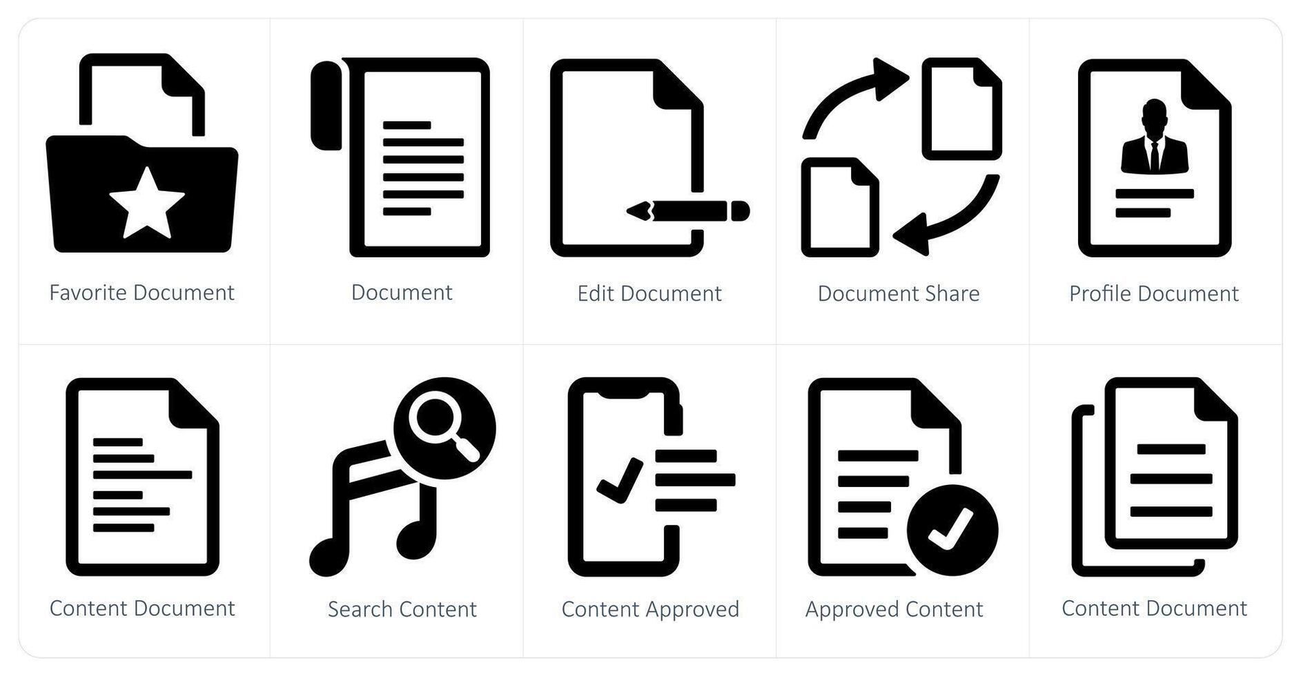 A set of 10 web marketing icons as favorite document, document, edit document vector
