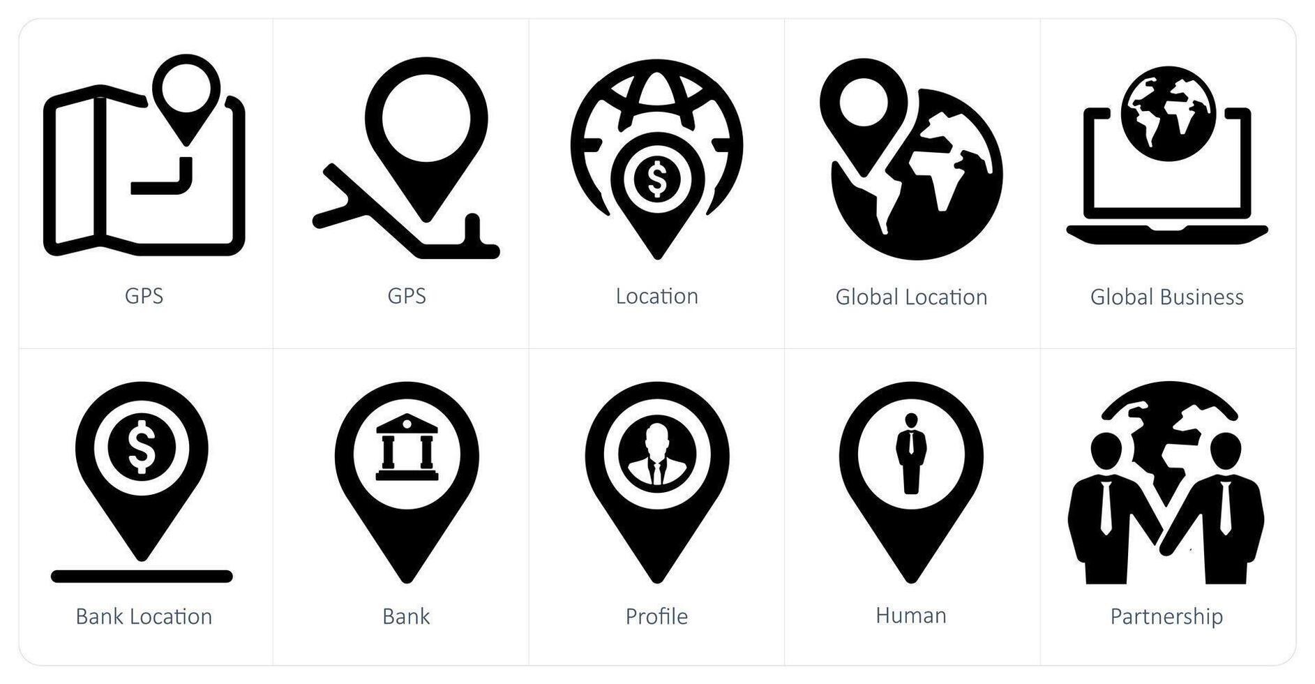 A set of 10 web marketing icons as gps, location, global location vector