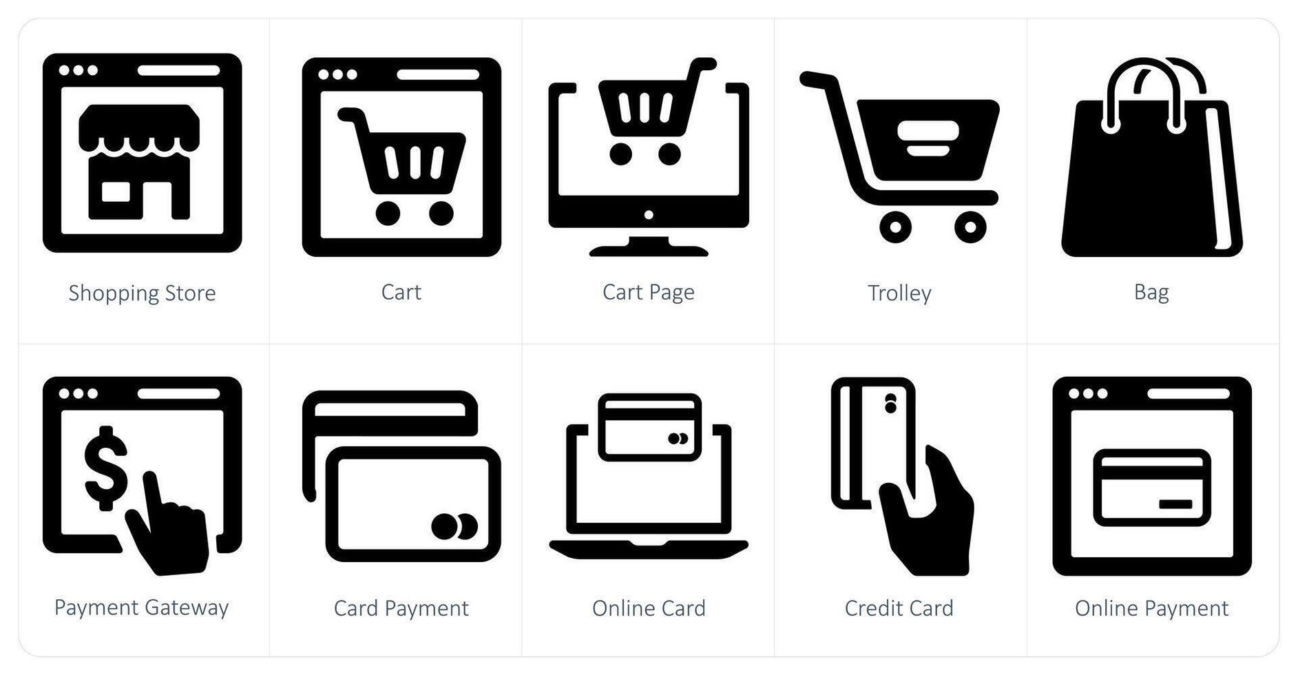 A set of 10 web marketing icons as shopping store, cart, cart page vector