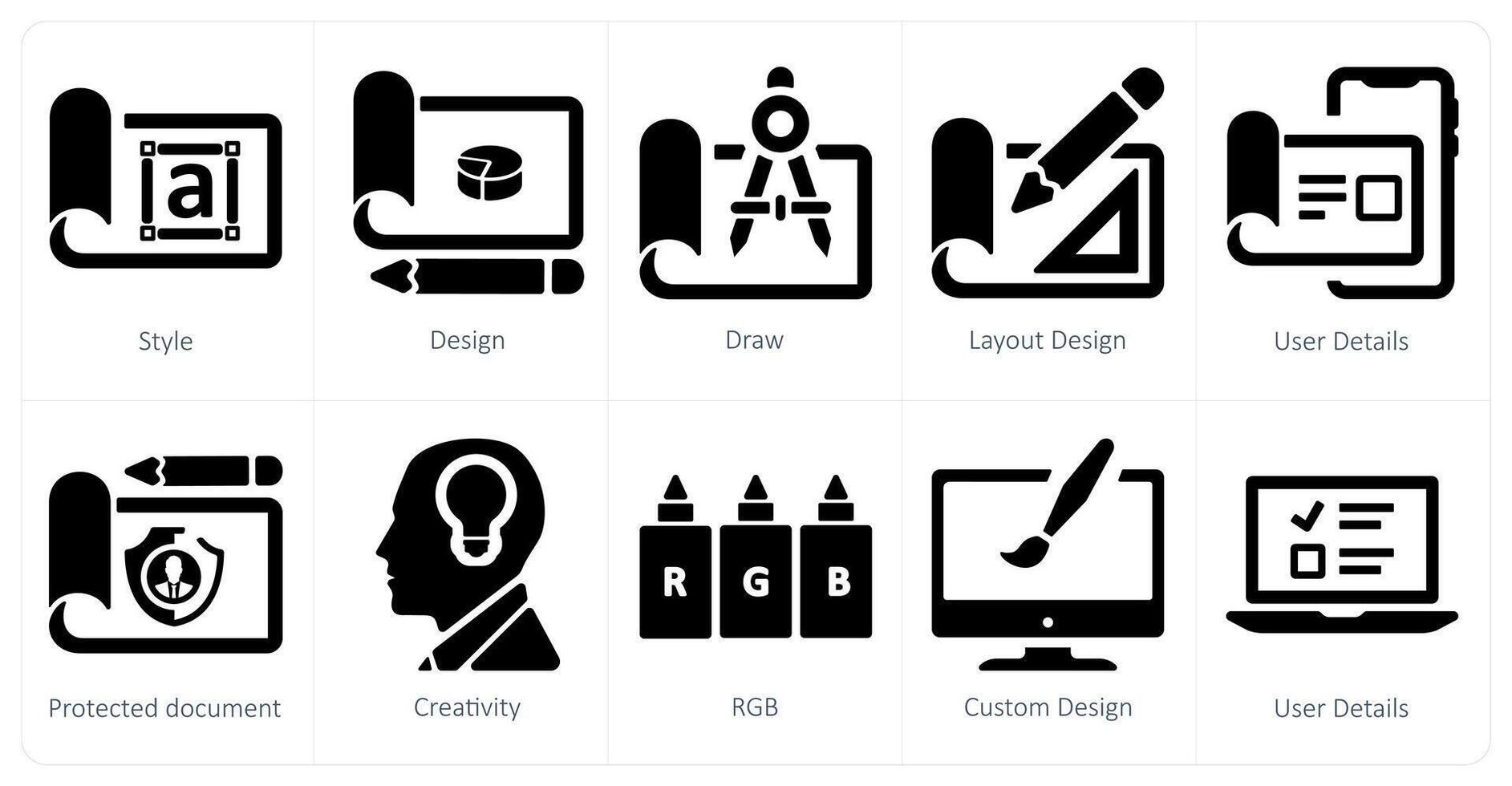 A set of 10 web marketing icons as style, design, draw vector