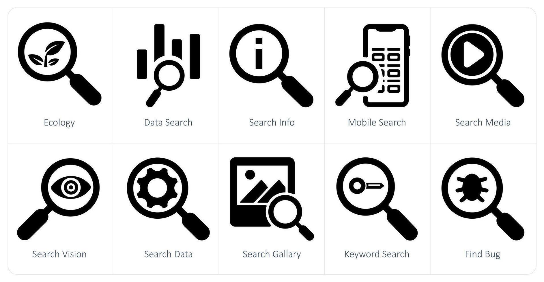 A set of 10 web marketing icons as ecology, data search, search info vector