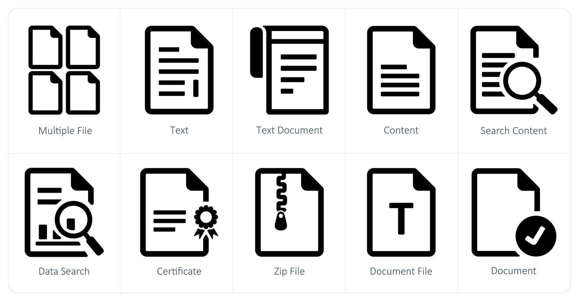 un conjunto de 10 archivo íconos como múltiple archivo, texto, texto documento vector