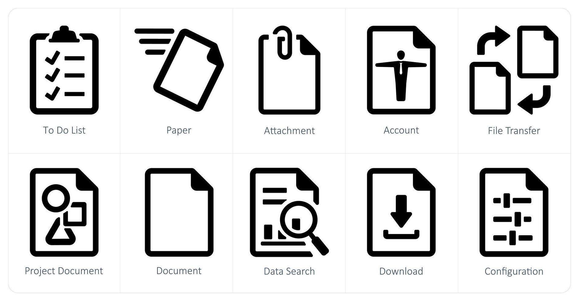 A set of 10 File icons as to do list, paper, attachment vector