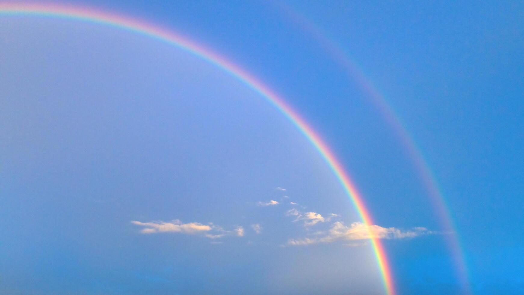 Embrace the enchantment of a twilight sky, where the sun sets in a cascade of colors, painting a vibrant rainbow on the canvas of nature. photo