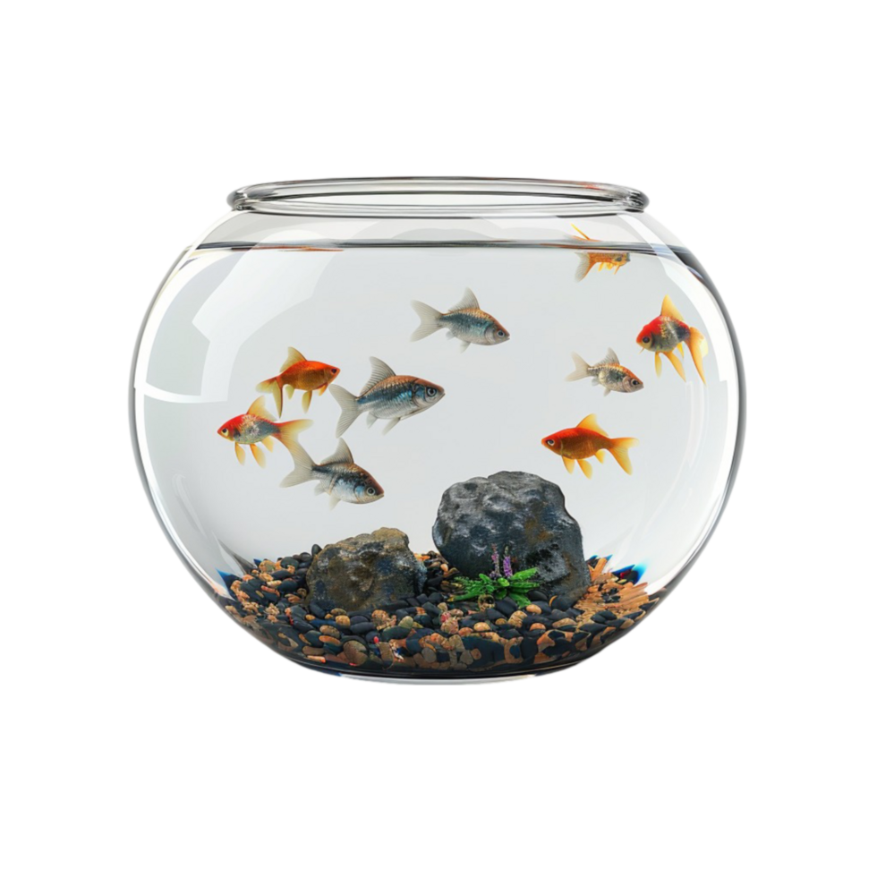Fish Bowl Aquarium Isolated on Transparent Background Generative-AI png