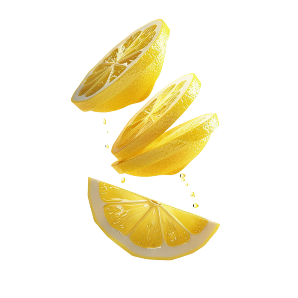 Lime and lemon juice Lemon slice juice splash isolated fruits on transparent background Generative-AI png