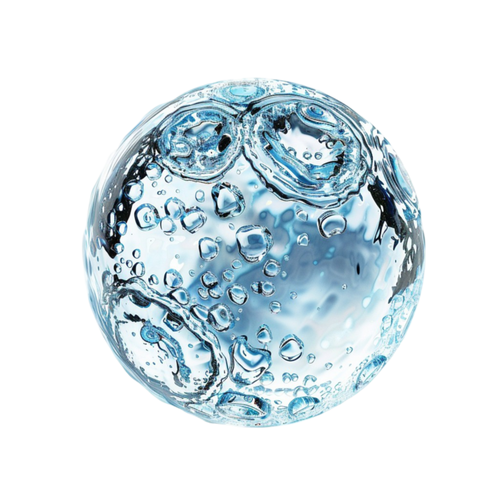 Crystalline water drops symbol clear blue water on a isolated Generative-AI png