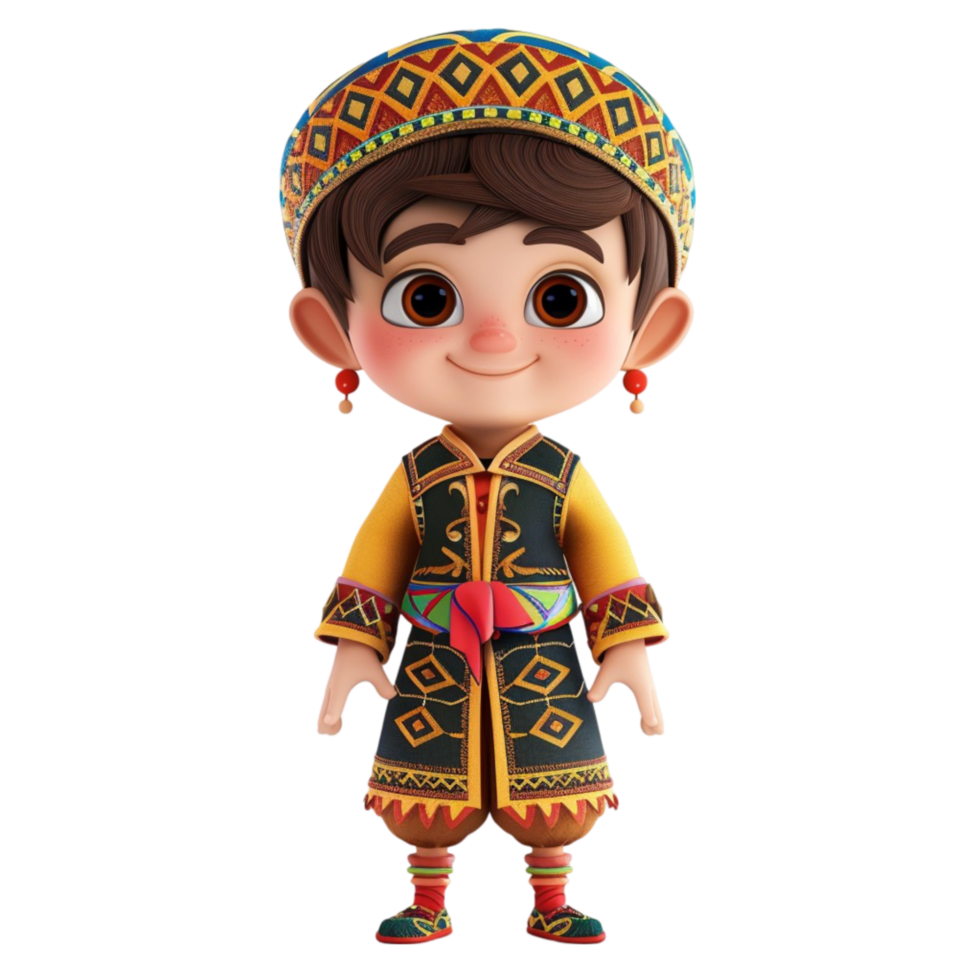 A cartoon boy in Traditional clothing Generated-AI png