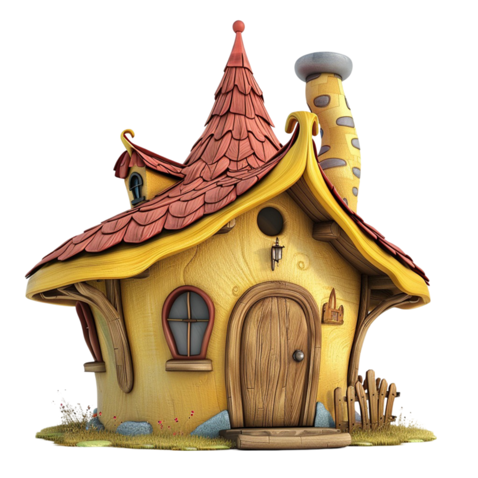 3d Cartoon House isolated on transparent background Generated-AI png