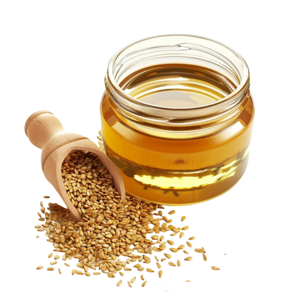 Coking Oil and seeds in a Container on white -AI png