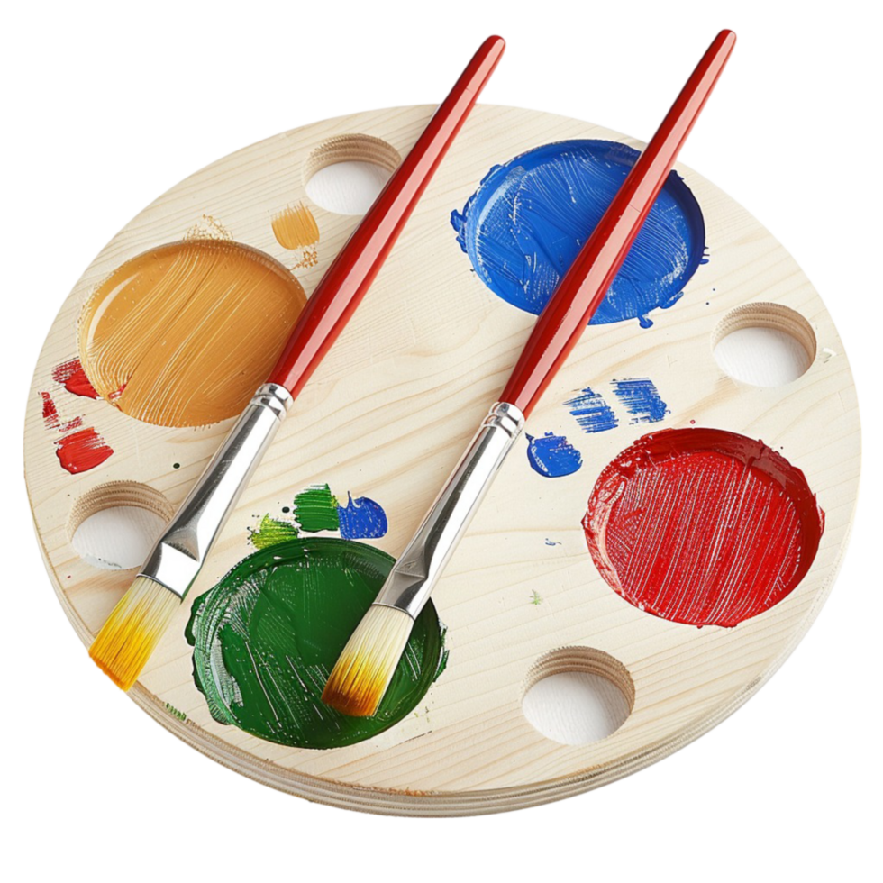 A Paint Brushes and color Palette on transparent background Generative-AI png