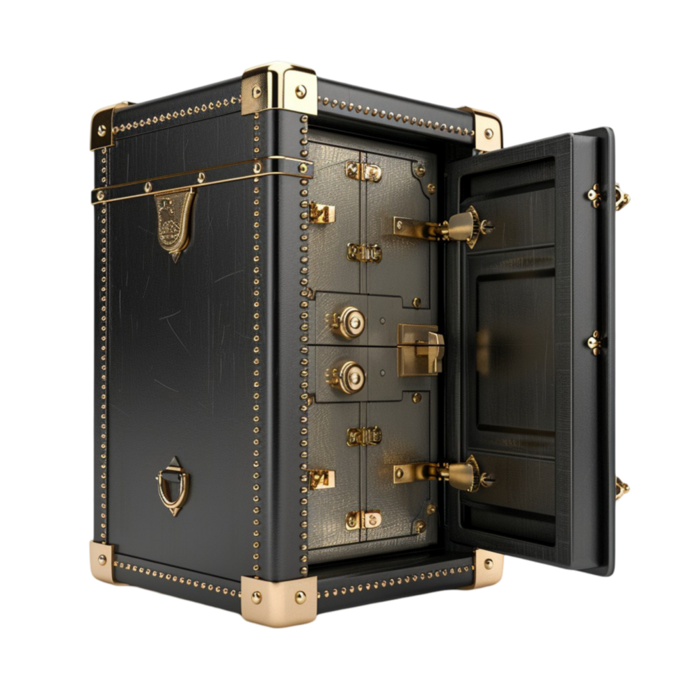 Lock Door Gold Bank Safe With Locked Steel Isolated on transparent BackgroundGenerative-AI png