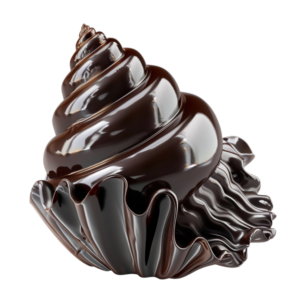 Chocolate swirl on white plate Isolated on transparent background Generative-AI png