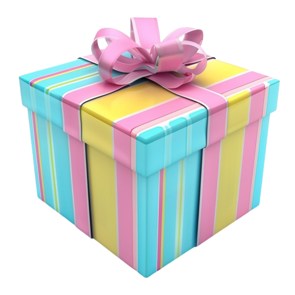 A Colorful gift box with a Bow on it Generative-AI png