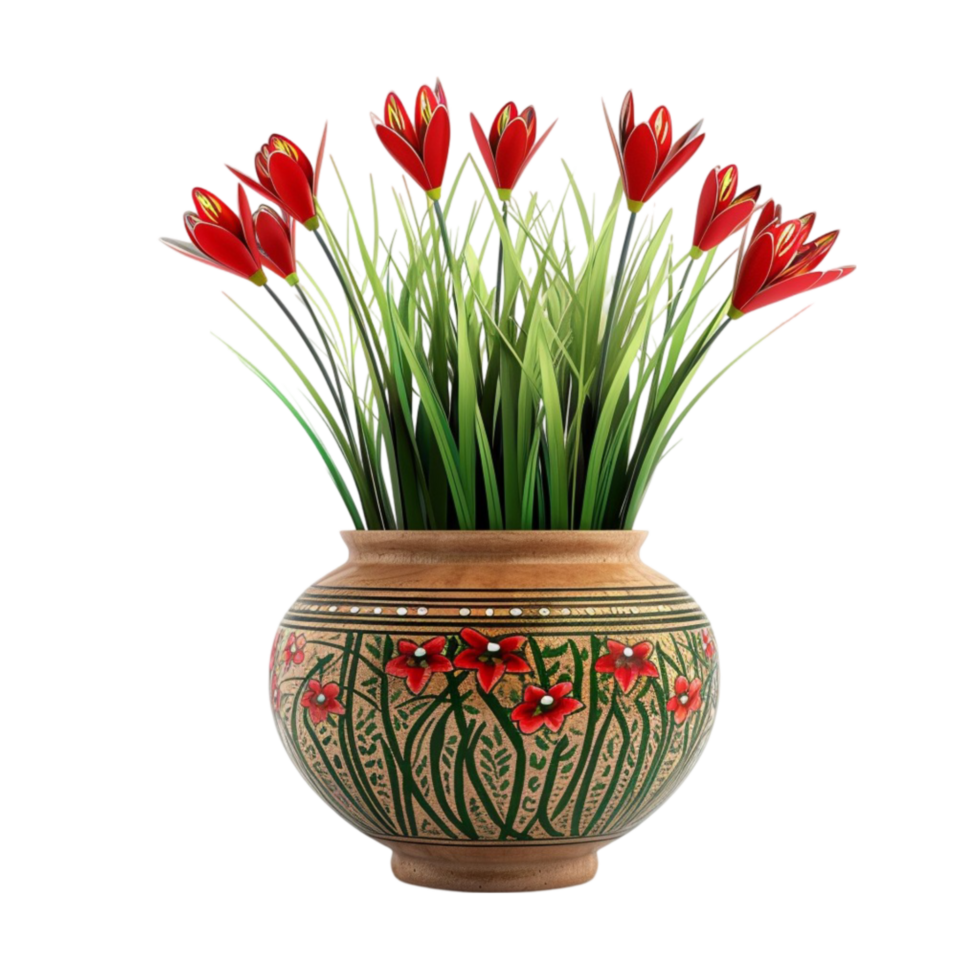 A Vase with red Flowers on a white background Generative-AI png