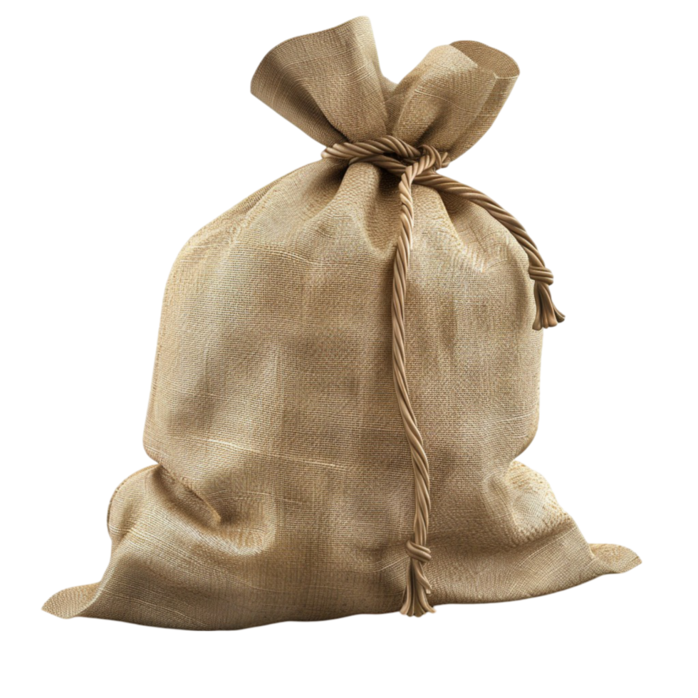 un saco de yute en un blanco antecedentes IA generativa png
