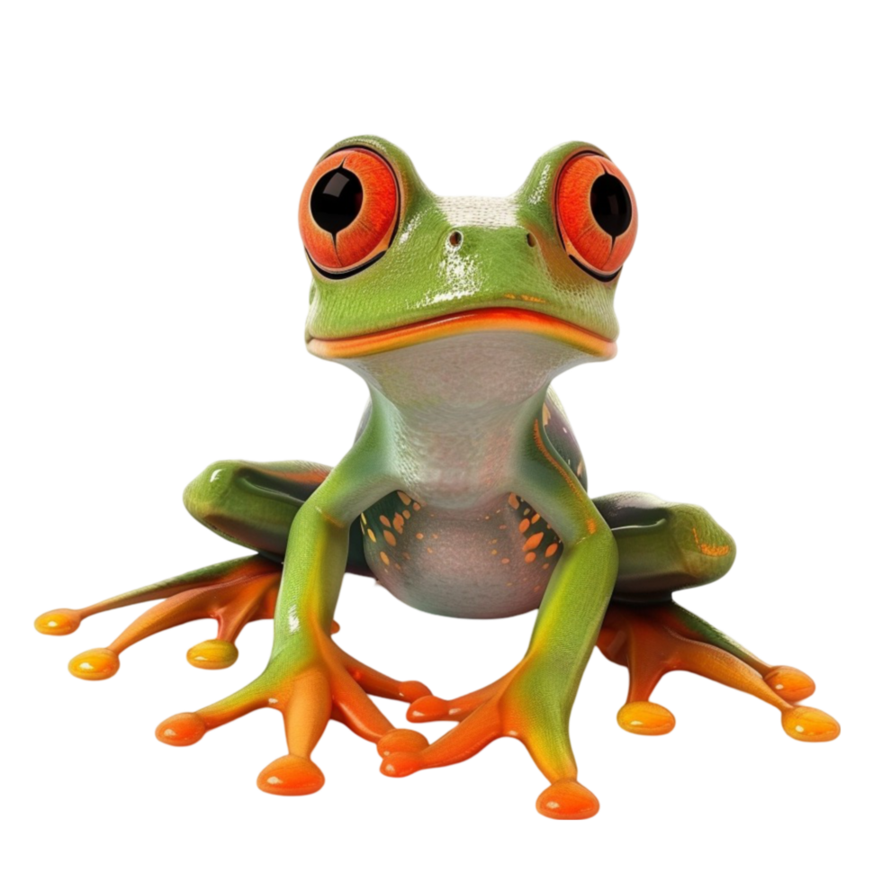 Cute frog character transparent background Generative-AI png