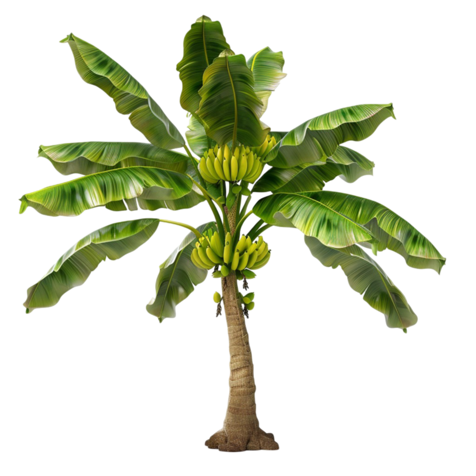 Banana Tree with Green leaves and bananas on it Generative-AI png