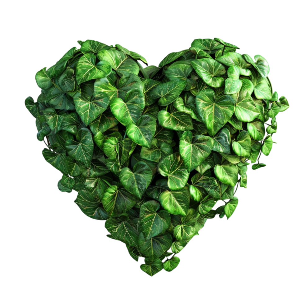 Heart shape leaf or flower on a transparent background Generative-AI png
