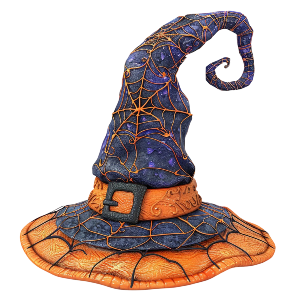 Halloween Witch hat Stylized 3D on transparent Background Generative-AI png