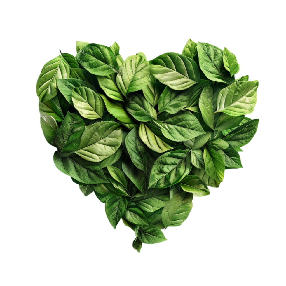 Heart shape in fresh green leaves on transparent Background Generative-AI png