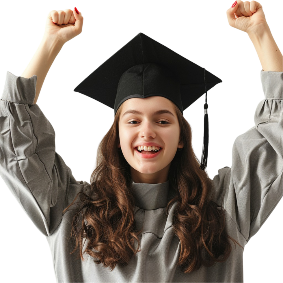A Graduate Student in a graduation gown and cap on transparent Background Generative-AI png