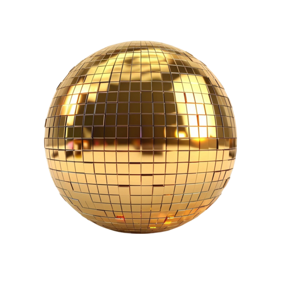 A Golden disco ball on transparent Background Generative-AI png