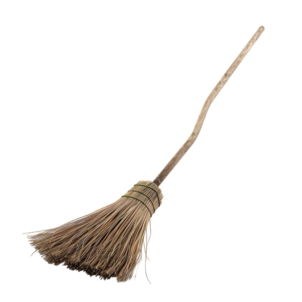 Old Witchs broom isolated on transparent Background Generative-AI png