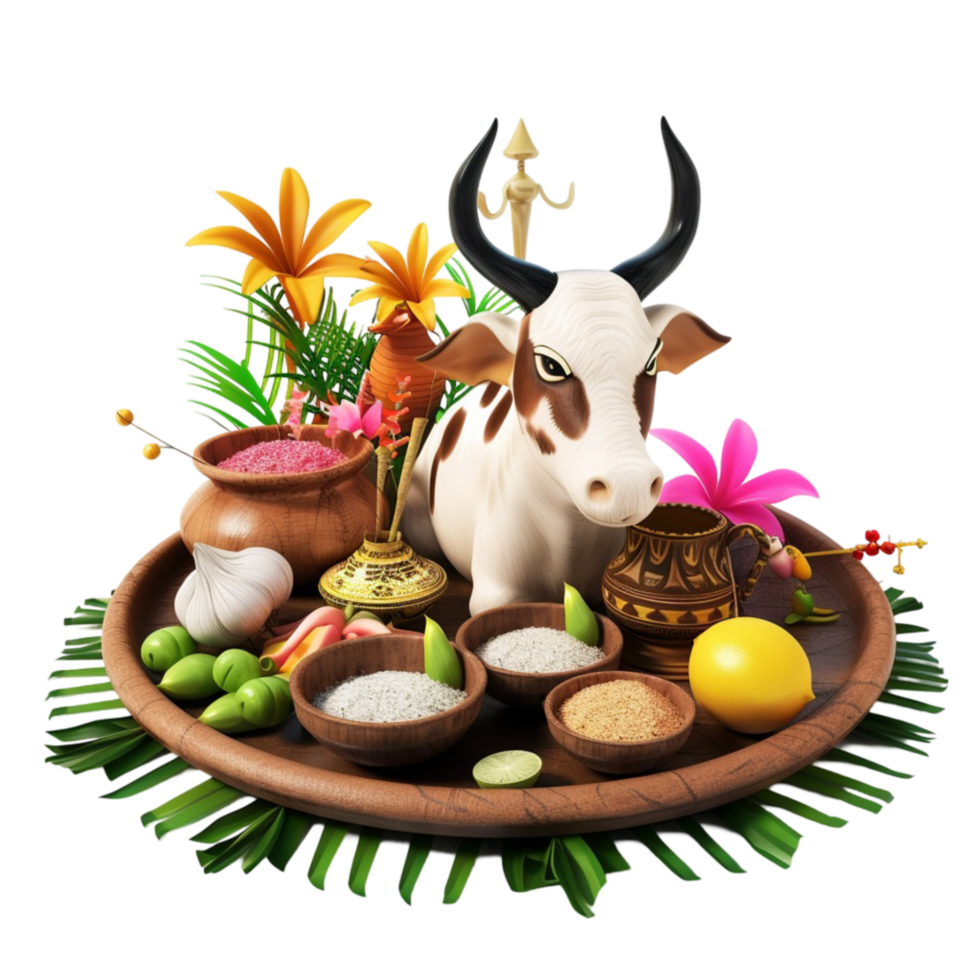 Happy Pongal Holiday Harvest on transparent Background Generative-AI png