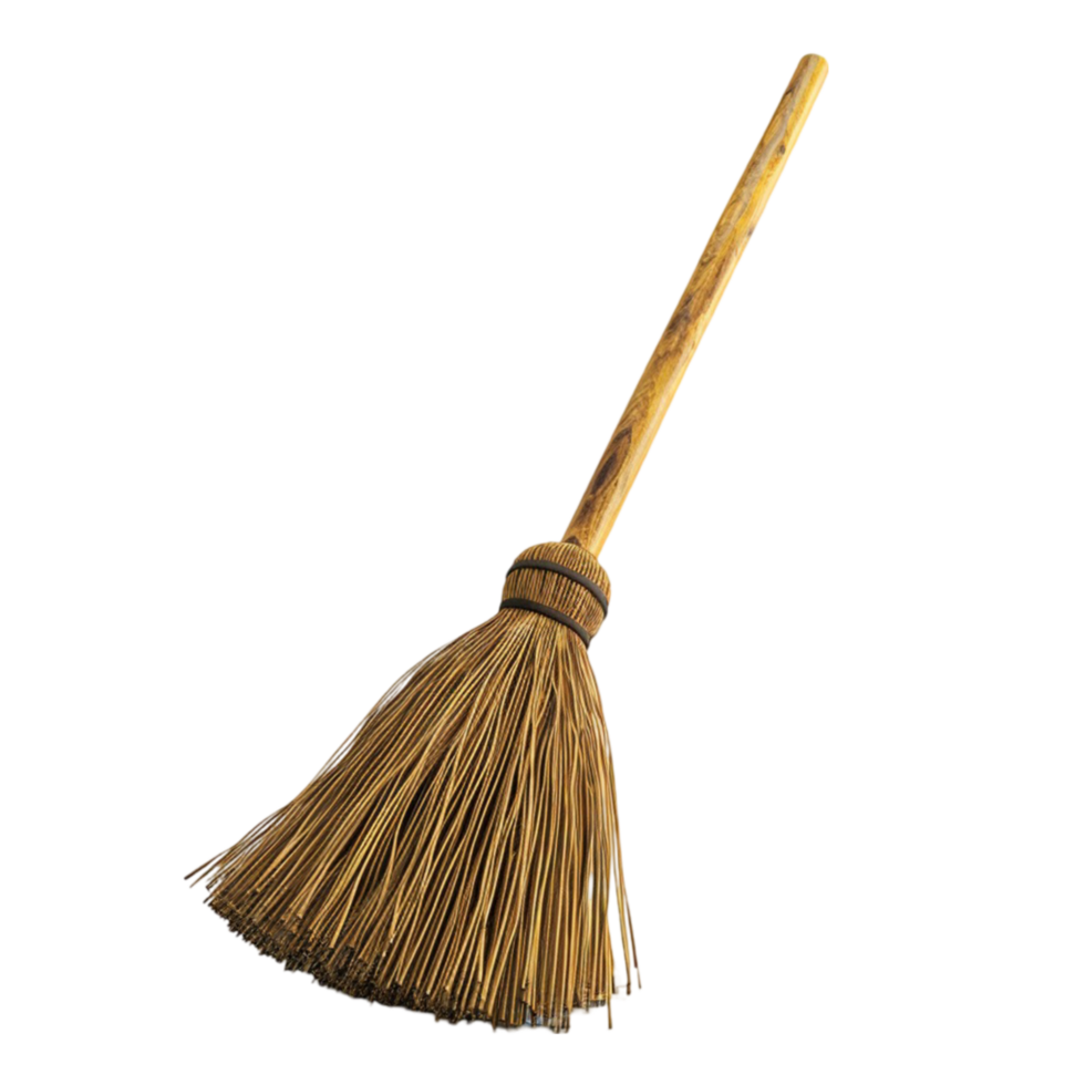 A broom is standing on a transparent background. Generative-AI png