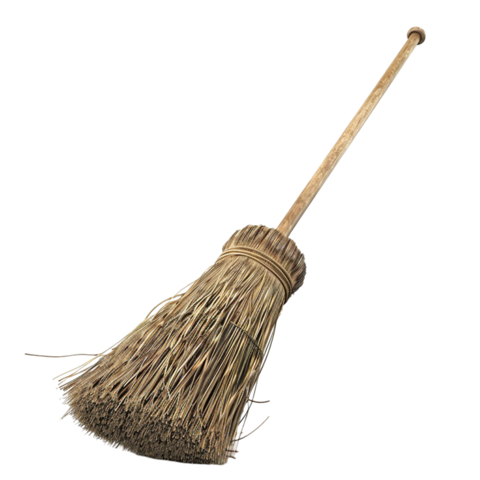A broom is standing on a transparent background. Generative-AI png
