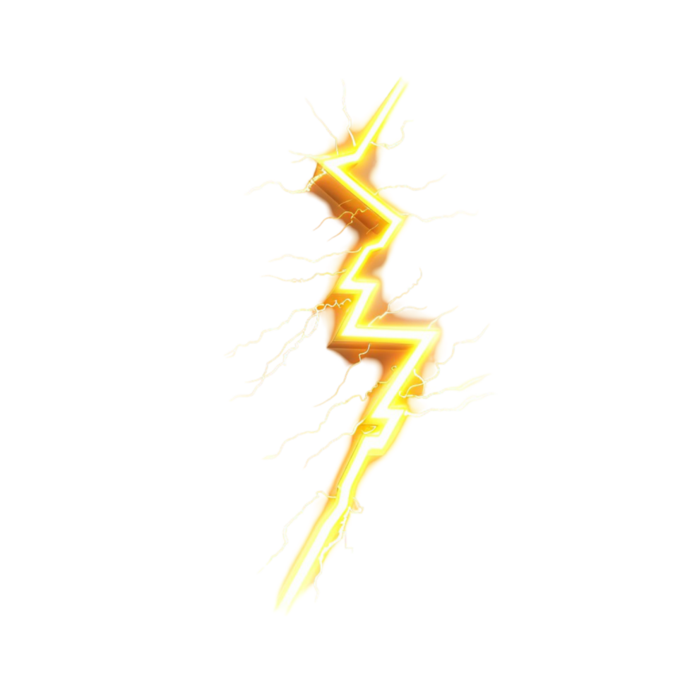 Yellow lightning bolt on transparent Background Generative-AI png