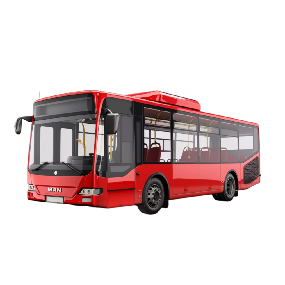 City bus on transparent background 3d rendering Generative-AI png