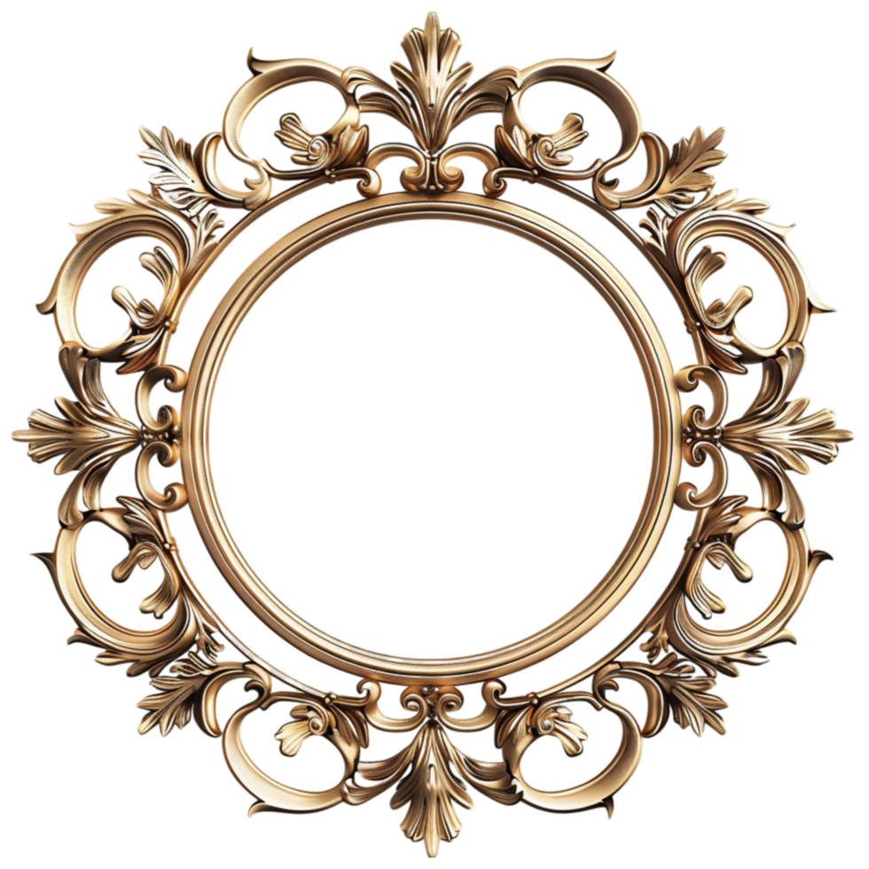 Golden vintage frame isolated on transparent background Generative-AI png