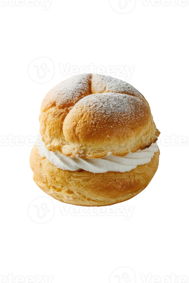 Profiterole with Whipped Cream and Powdered Sugar png