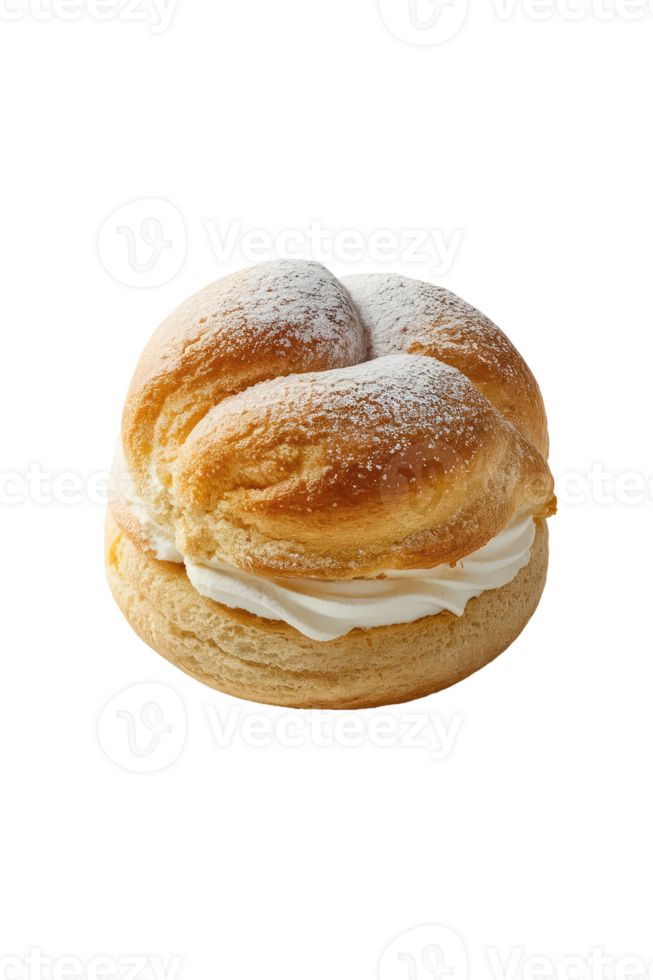 Profiterole with Whipped Cream and Powdered Sugar png