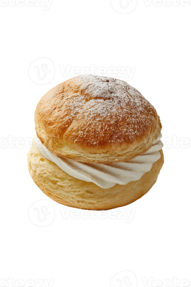 Profiterole with Whipped Cream and Powdered Sugar png