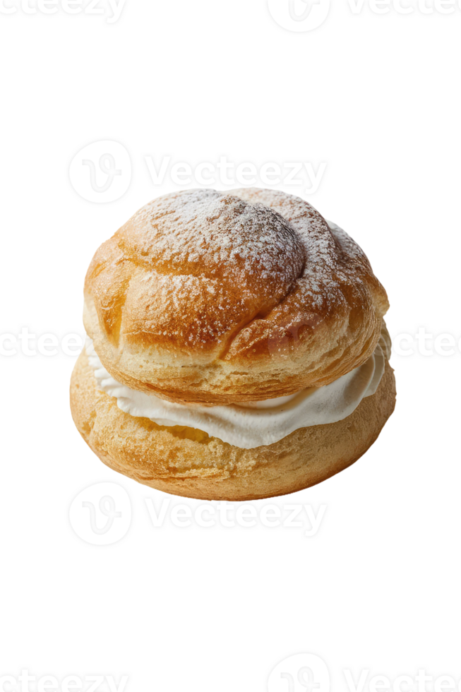 Profiterole with Whipped Cream and Powdered Sugar png