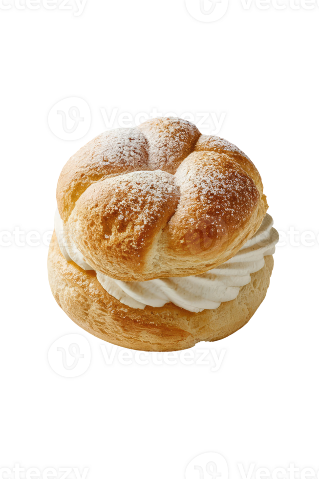 Profiterole with Whipped Cream and Powdered Sugar png