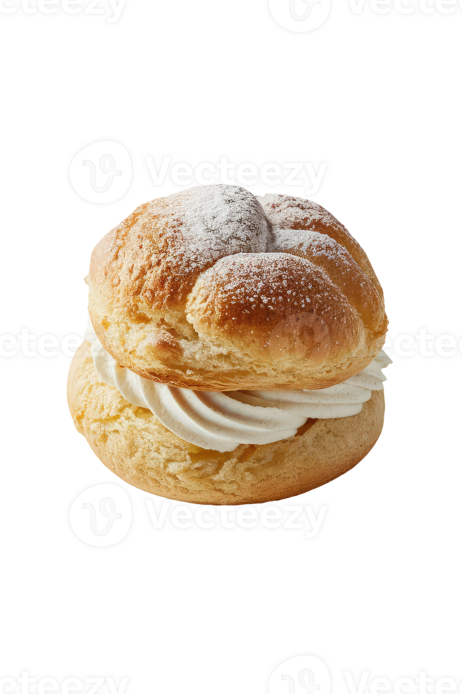 Profiterole with Whipped Cream and Powdered Sugar png